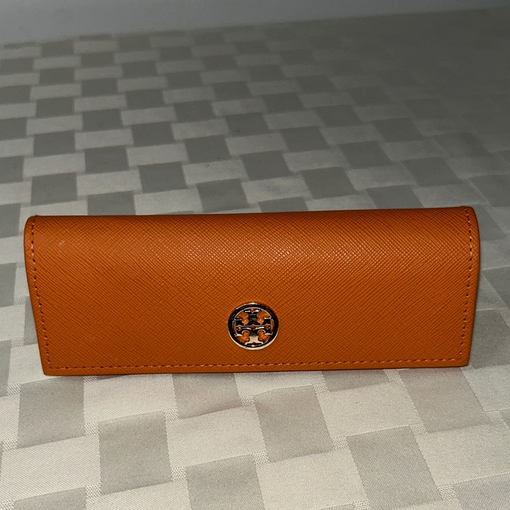 Tory Burch Orange Eyeglass Case with Logo Accent
